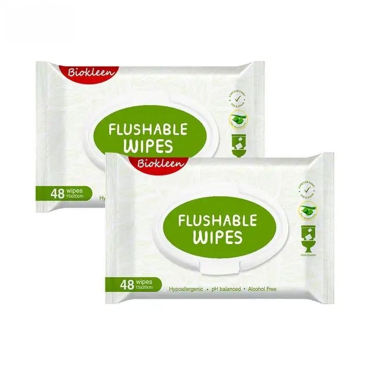 100% Biodegradable Wet Wipes Flushable Butt Toilet Wipes Cleaner
