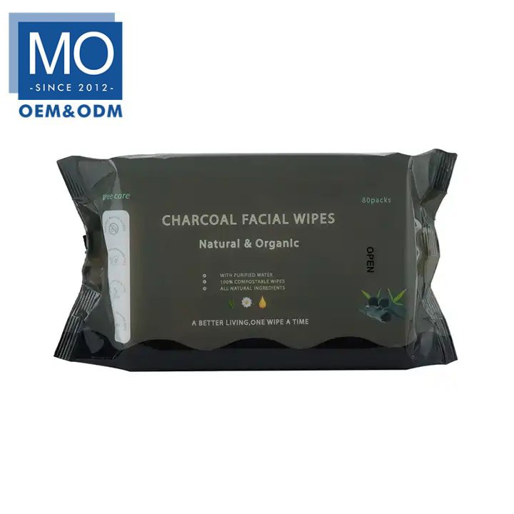 OEM charcoal facial wipes natural & organlc wet tissue