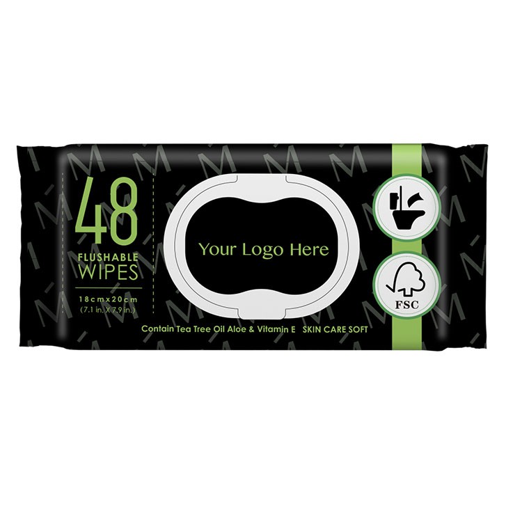 Custom Contain Vitamin E SOFT Flushable Toilet Wipes with your logo